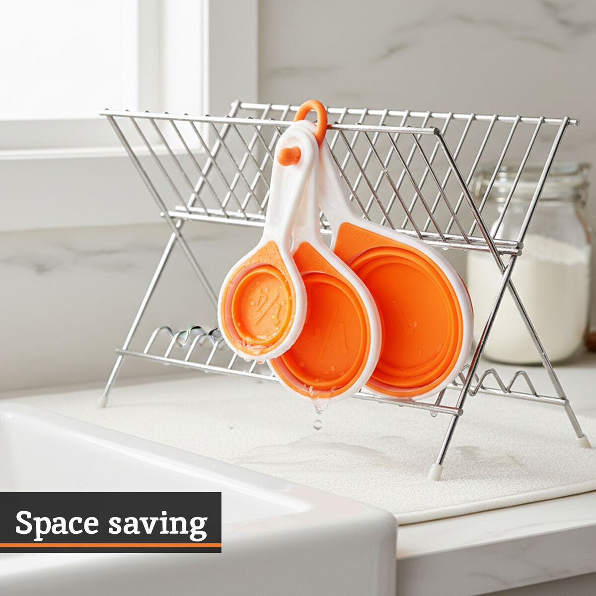 Zing Set Of 4 Collapsible Orange Silicone Measuring Cups