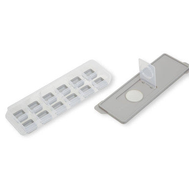 Ice cube tray with a lid on a white background