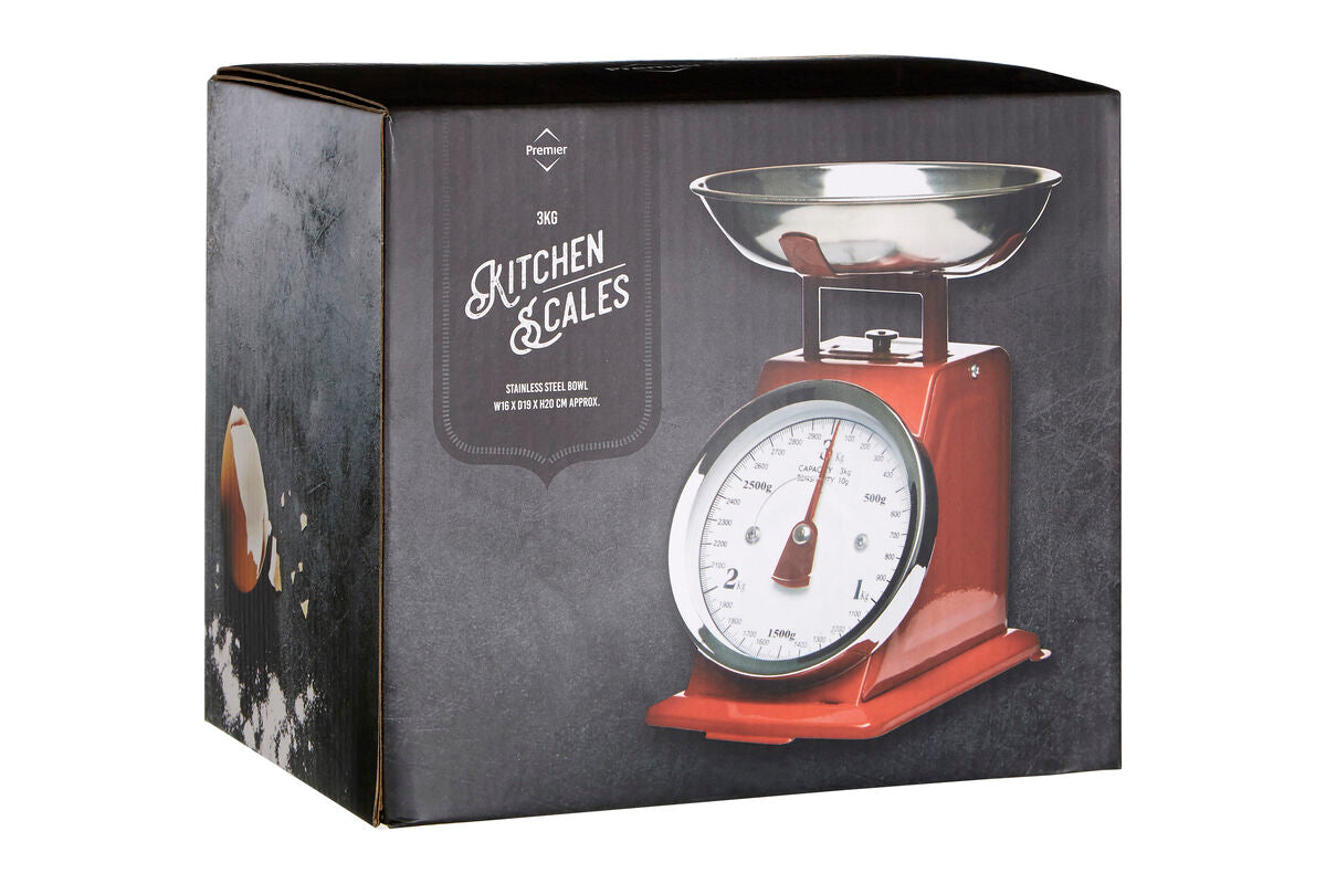 Olivier 3Kg Red Retro Kitchen Scale