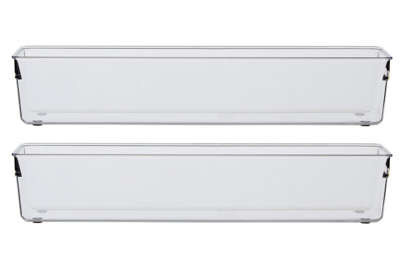 Two clear rectangular plastic containers on a white background