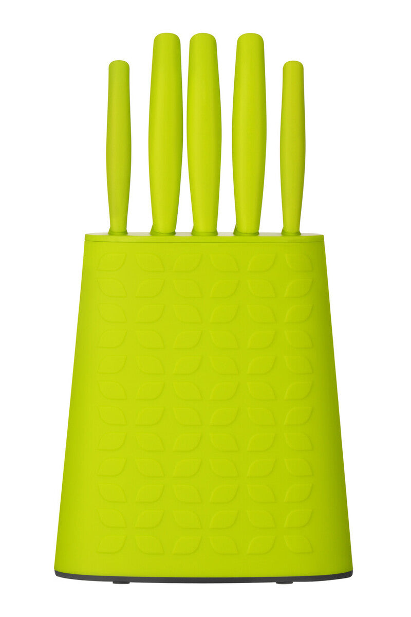 5Pc Lime Green Knife Block Set