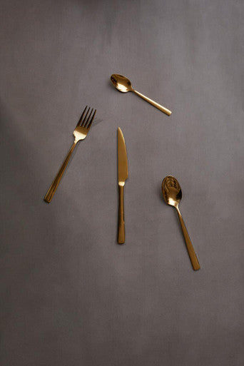 Avie Glow 16 Piece Gold Cutlery Set