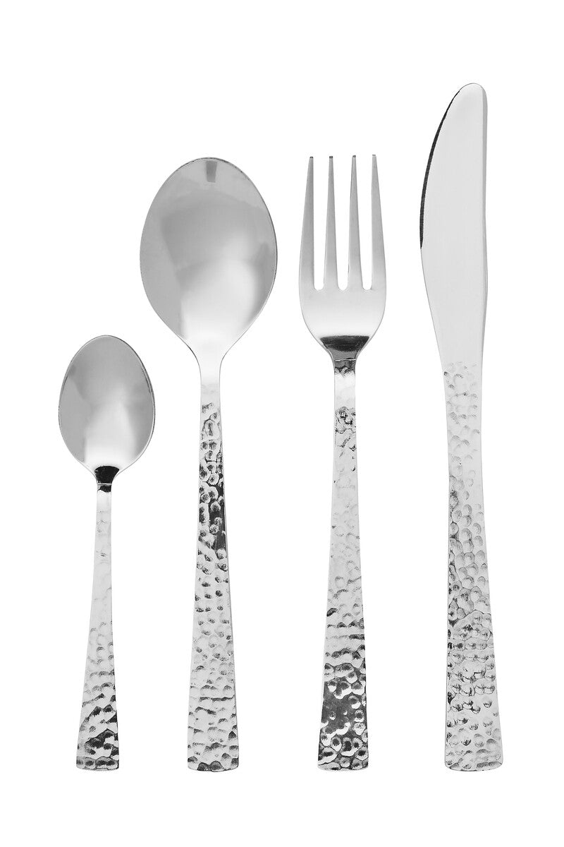 Martello Hammered Effect 16 Piece Stainless Steel Cutlery Set