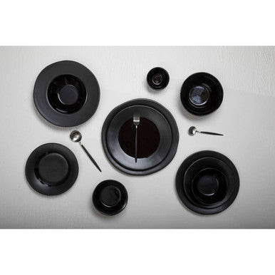 Avie 16 Piece Matte Silver And Black Cutlery Set