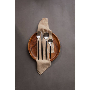 Avie 16 Piece Matte Silver And Black Cutlery Set