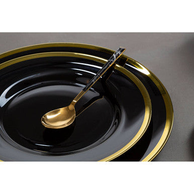 Avie 16 Piece Black Faux Marble Cutlery Set