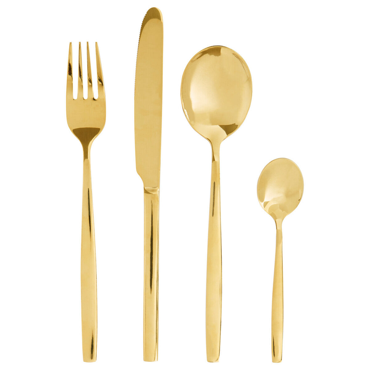 Avie 16 Piece Gold Finish Stainless Steel Cutlery Set