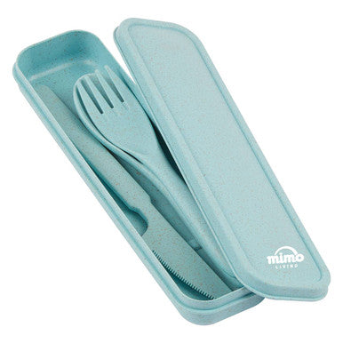 Mimo 3 Piece Mint Wheat Straw Travel Cutlery Set