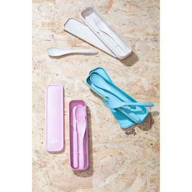Mimo 3 Piece Mint Wheat Straw Travel Cutlery Set