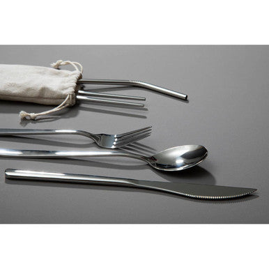 Mimo 6 Piece Silver Travel Cutlery Set With Case