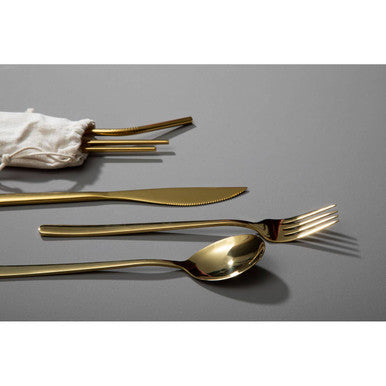 Mimo 6 Piece Gold Travel Cutlery Set With Case