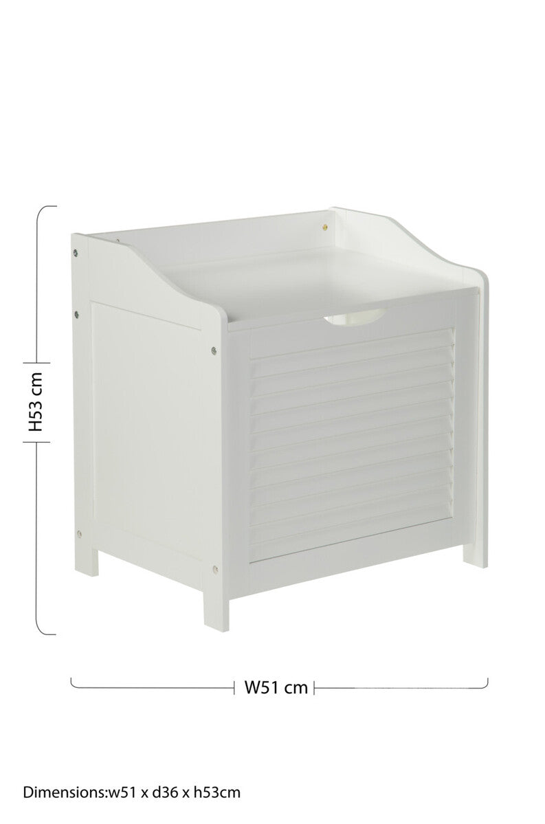 Shutter White Wood Laundry Storage Cabinet - image 3
