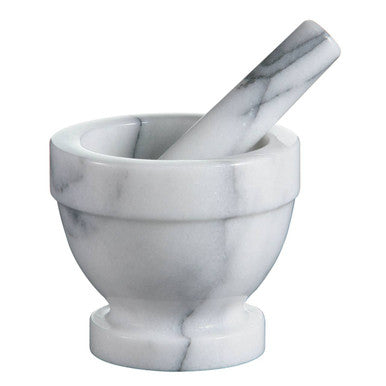 Salerno White Marble Large Mortar And Pestle Set