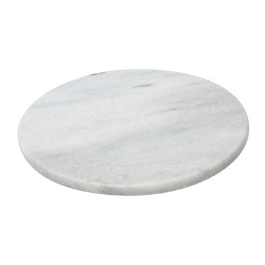 Round marble cutting board on a white background