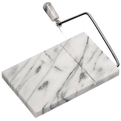 Salerno White Marble Cheese Board with Slicer