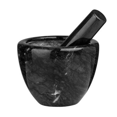 Marmore Black Marble Bowl Shaped Mortar and Pestle Set