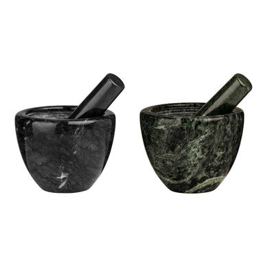 Marmore Black Marble Bowl Shaped Mortar and Pestle Set