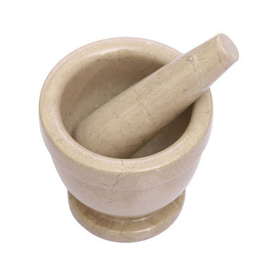 Himaya Champagne Marble Mortar And Pestle