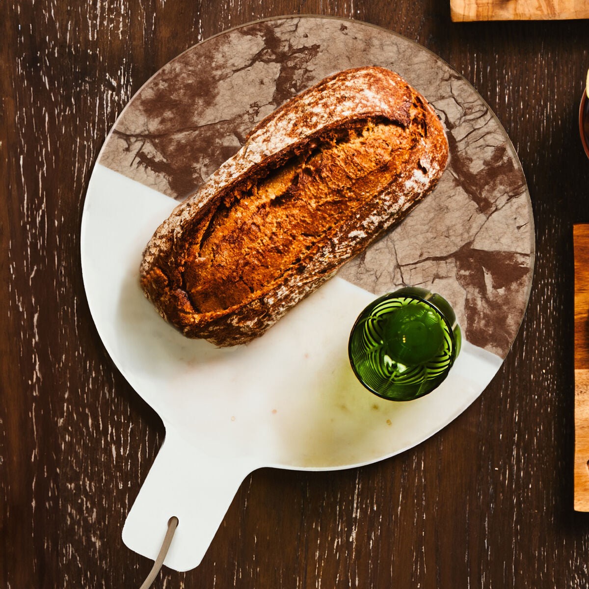Annika White And Brown Marble Round Paddle Board