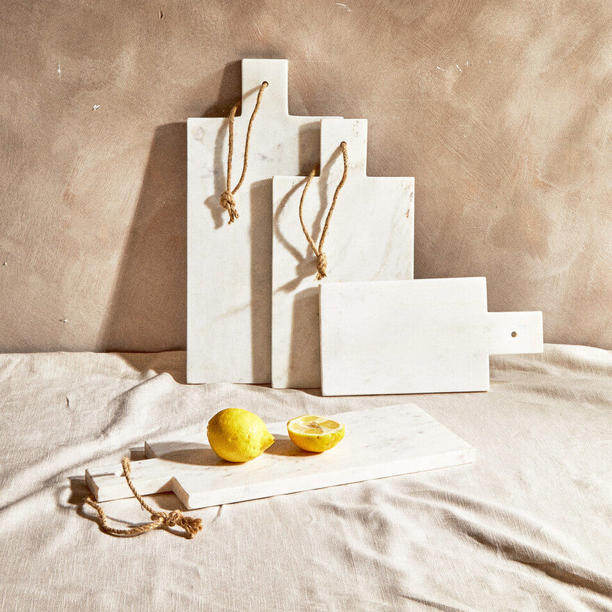 Kindia Small White Marble Paddle Chopping And Serving Board