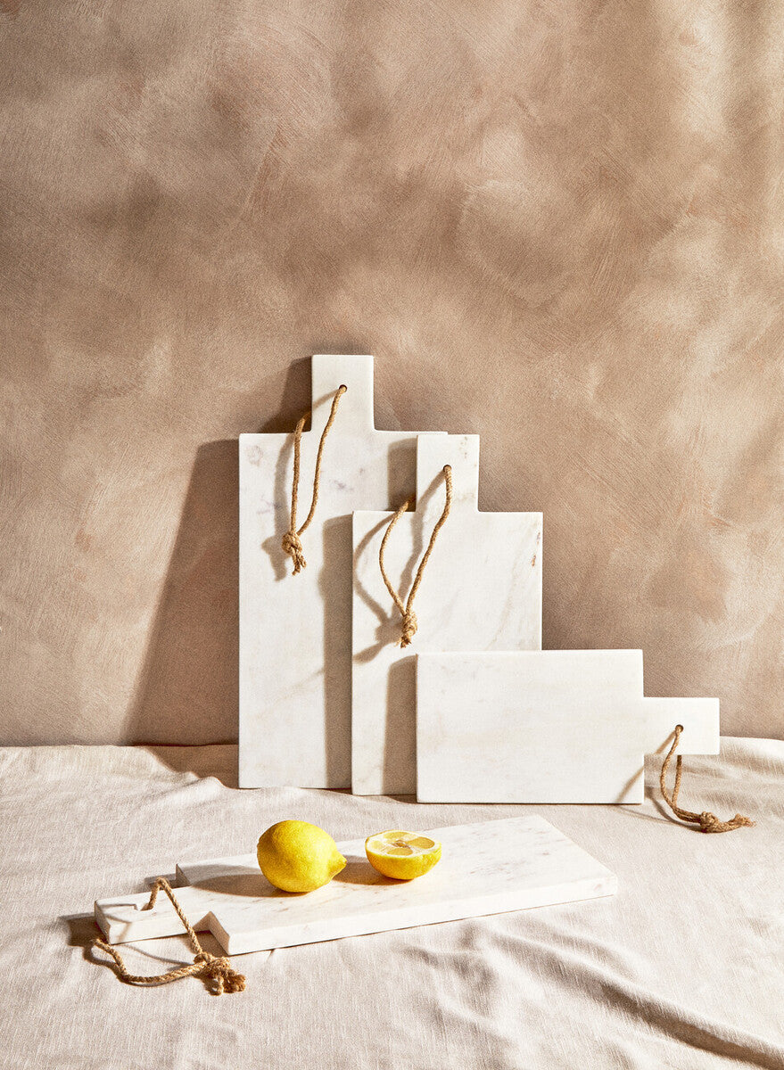 Kindia Small White Marble Paddle Chopping And Serving Board