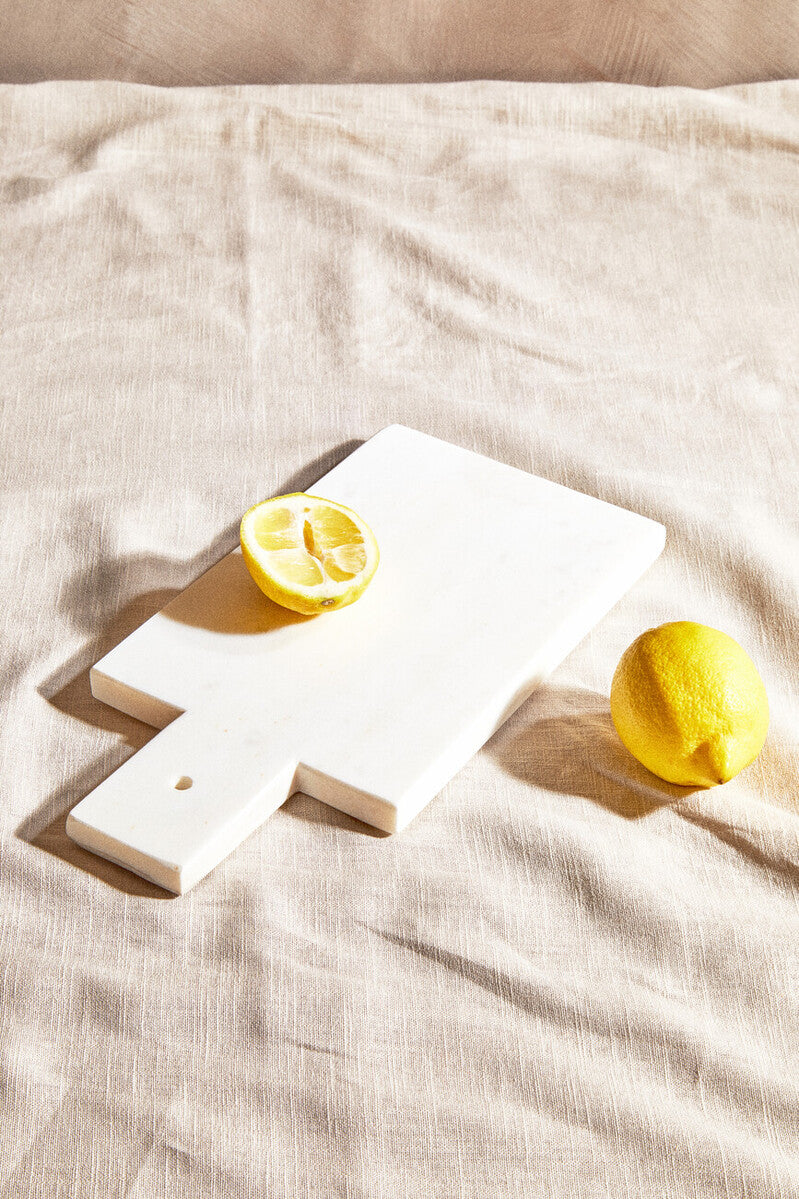 Kindia Small White Marble Paddle Chopping And Serving Board