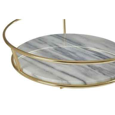 Delphine White Marble And Brass Finish Fruit Basket