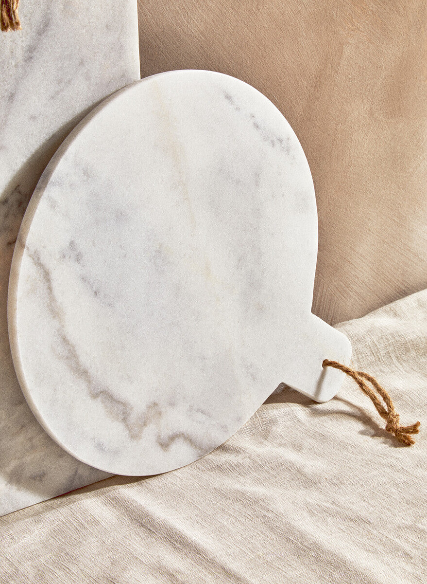 Kindia Round Marble Paddle Chopping And Serving Board