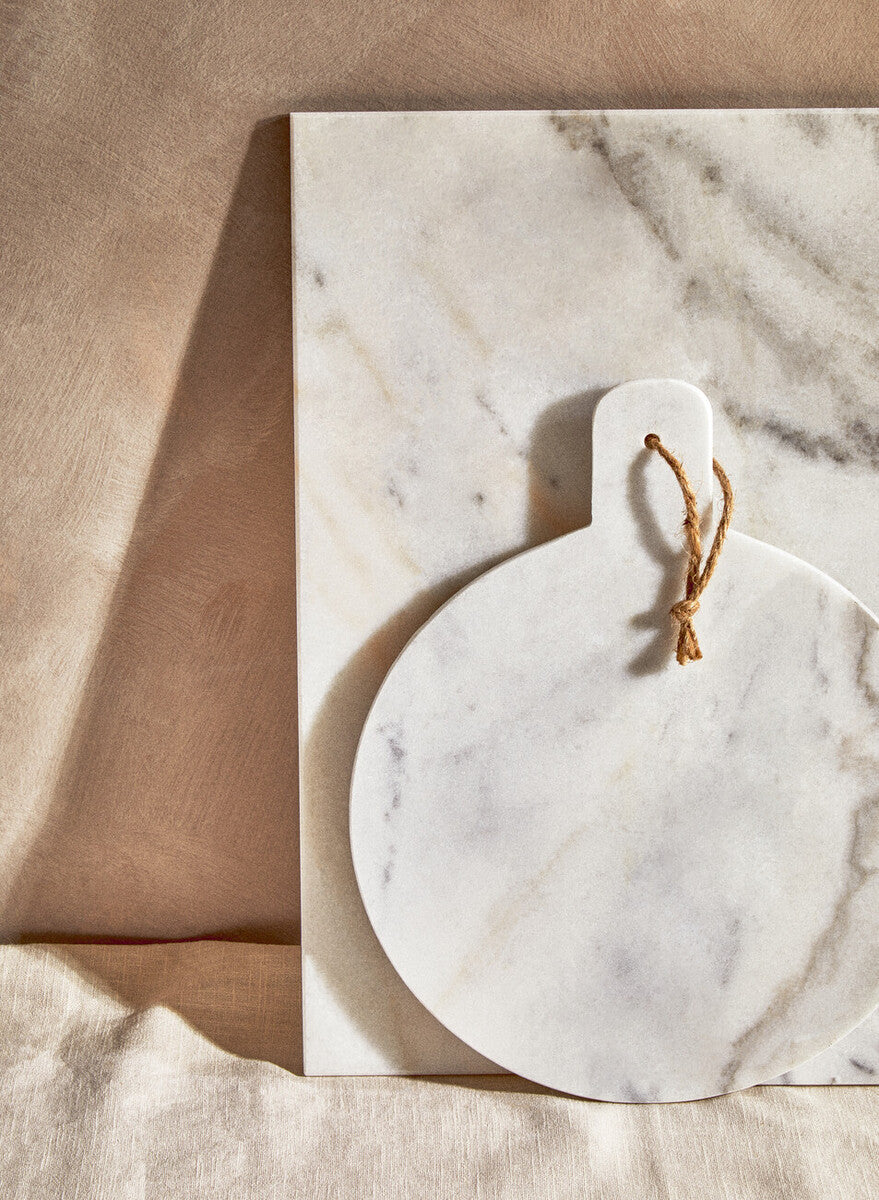 Kindia Round Marble Paddle Chopping And Serving Board