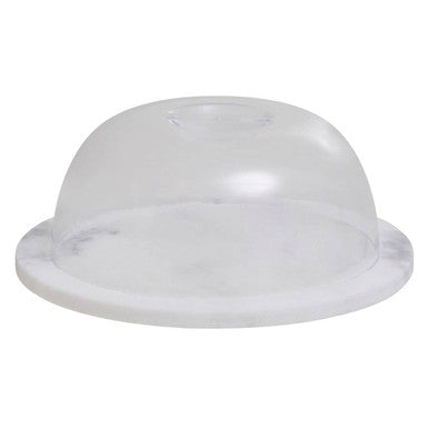 Clear plastic dome lid on a white background