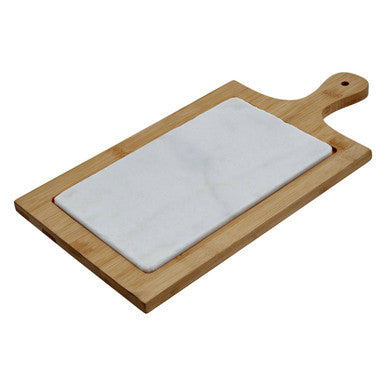 Monzaro White Marble And Bamboo Cheese Board