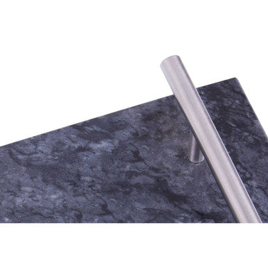Marmore Black Marble Serving Board With Silver Handles