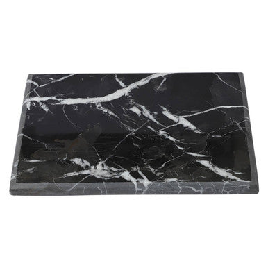 Black marble tray on a white background
