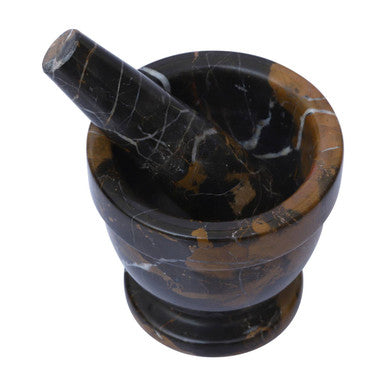 Marmore Black And Gold Marble Mortar And Pestle