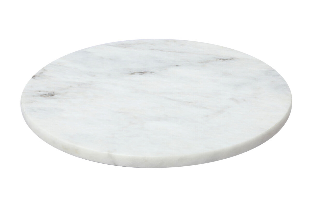 Salerno White Marble Round Lazy Susan