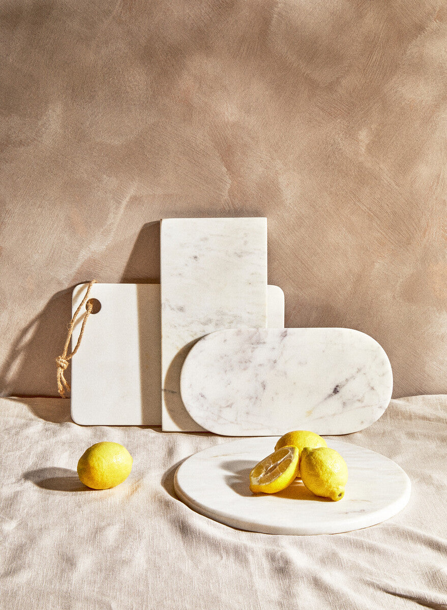 Salerno White Marble Rectangular Chopping or Serving Board