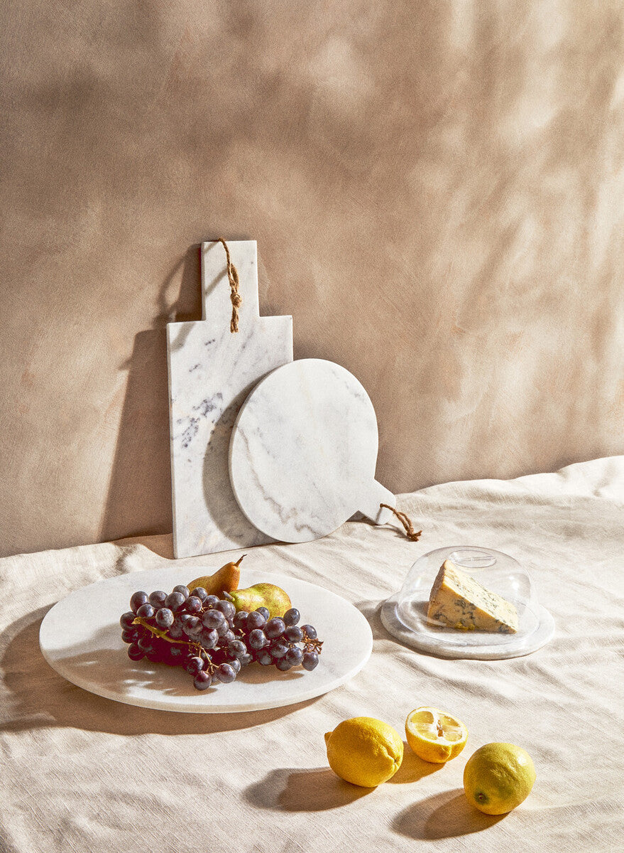 Kindia Round White Marble Chopping and Serving Board