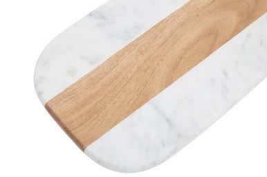 Monzaro Oblong White Marble And Acacia Wood Board