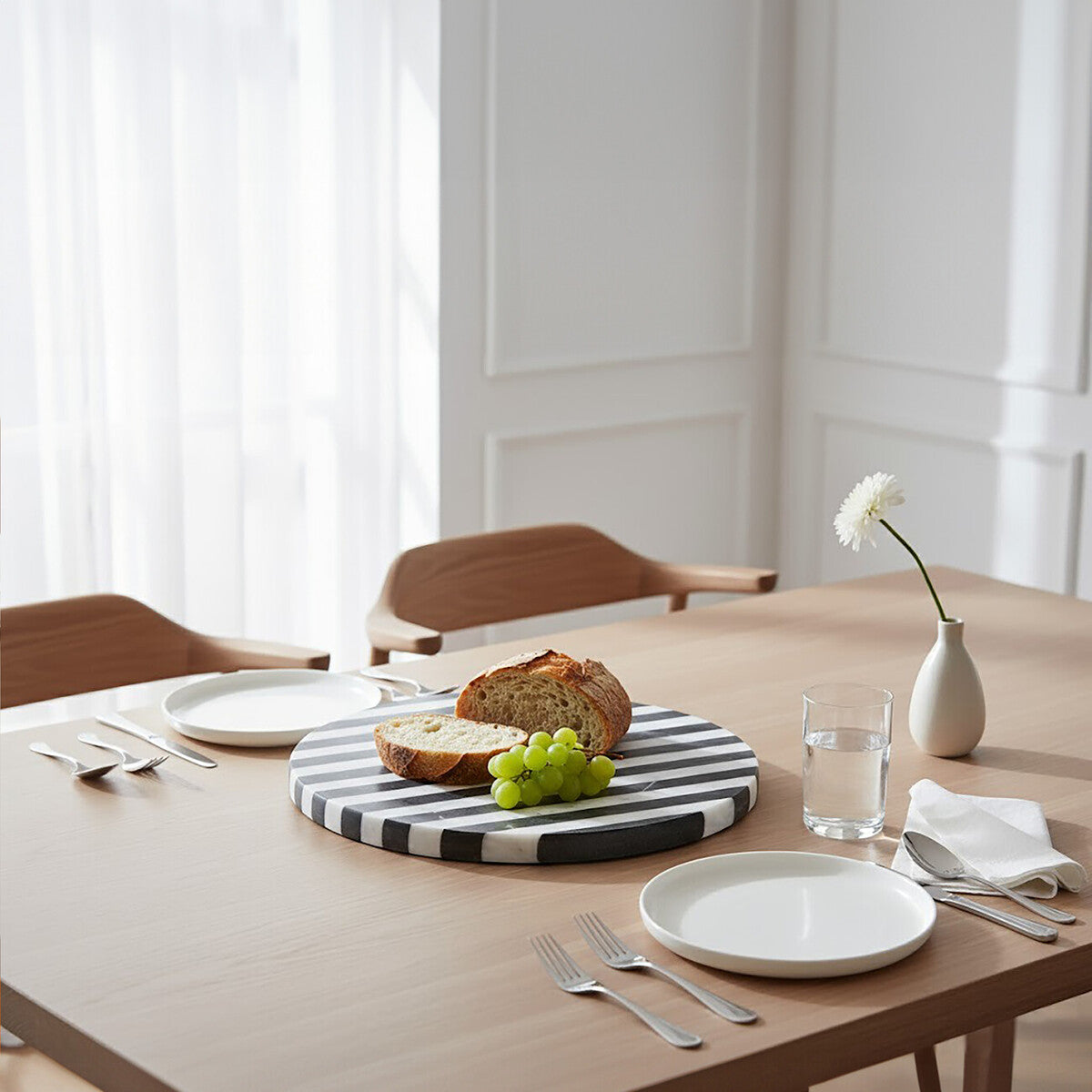 Soma Small Black and White Marble Round Cheese Board