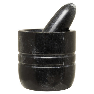 Marmore Black Marble Textured Mortar And Pestle