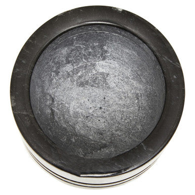Marmore Black Marble Textured Mortar And Pestle