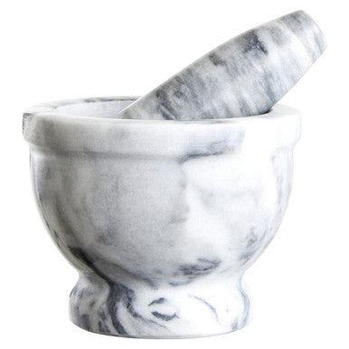 Salerno Grey Marble Mortar And Pestle With Rim