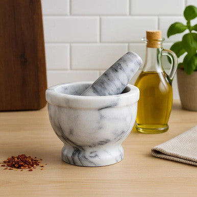 Grey Marble Mortar and Pestle with Rim | Salerno