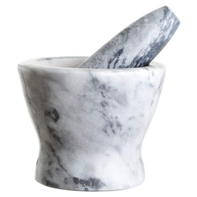Salerno Grey Marble Curved Mortar And Pestle