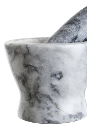 Salerno Grey Marble Curved Mortar And Pestle