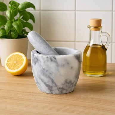 Salerno Grey Marble Tapered Mortar And Pestle