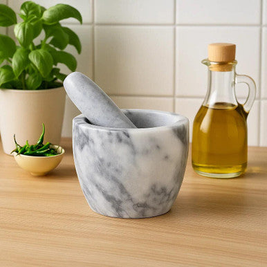 Salerno Grey Marble Tapered Mortar And Pestle