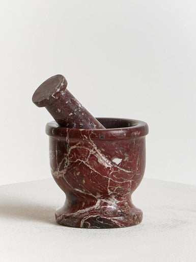 Salmo Red and White Marble Mortar and Pestle