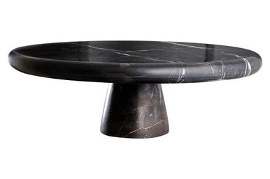 Black marble coffee table on a white background