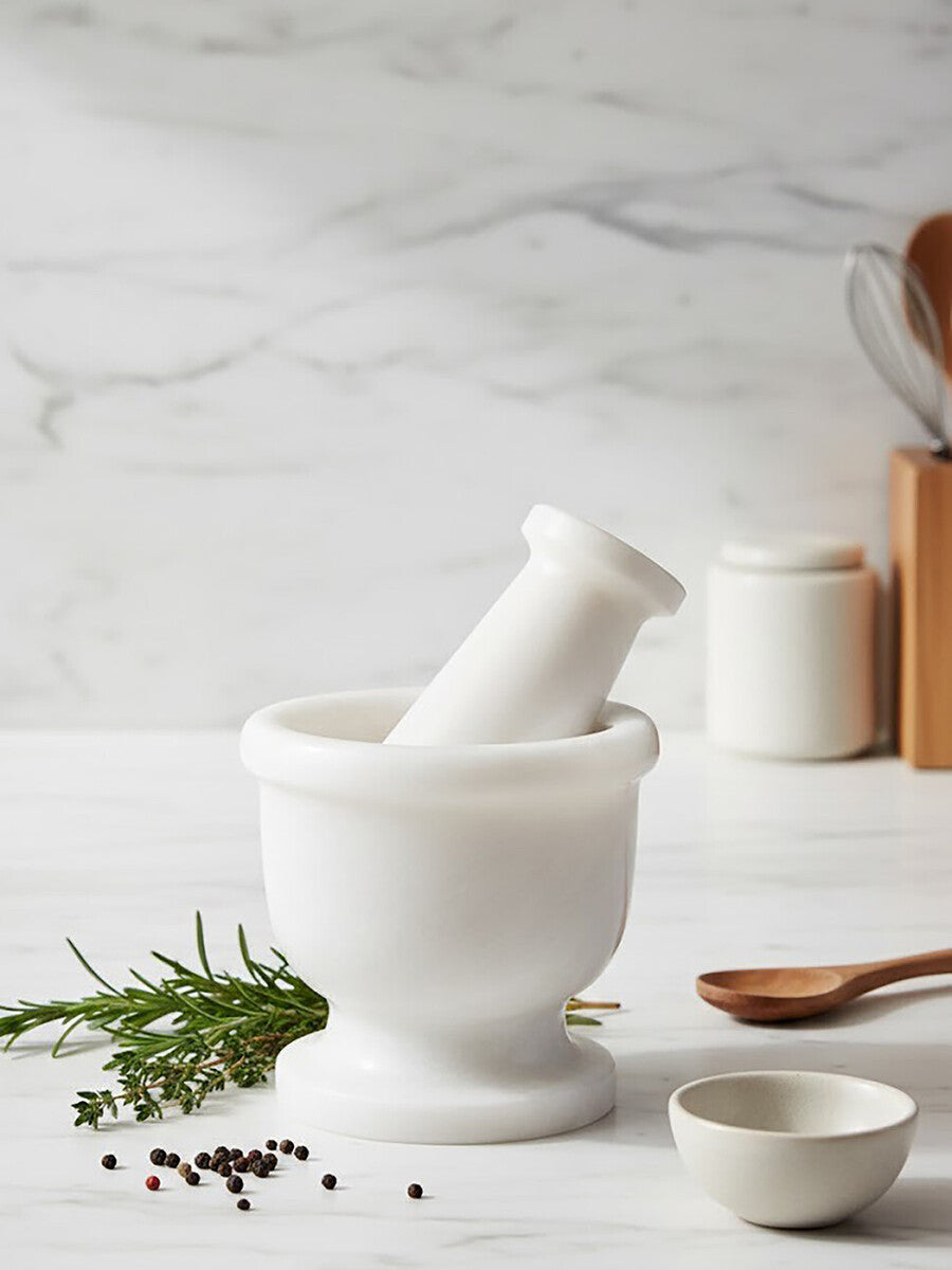 Marmore White Marble Mortar And Pestle